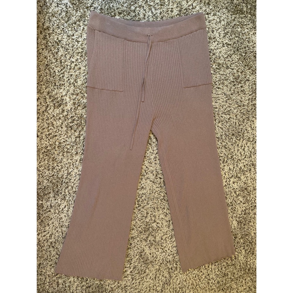 Jason Wu Womens Mauve Taupe Ribbed Knit Drawstring Lounge Pants Size Large